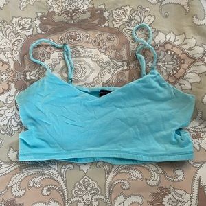 Bright blue half top